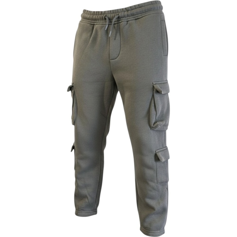 Colorful Planet Unisex Cargo Jogger Sweatpants Olive Green Fleece Dual Pocket M